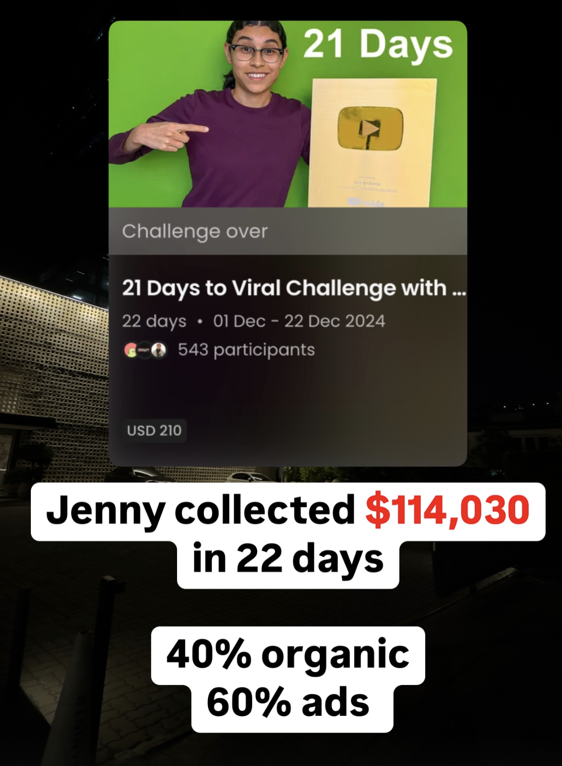 Jenny — $114K in 22 Days