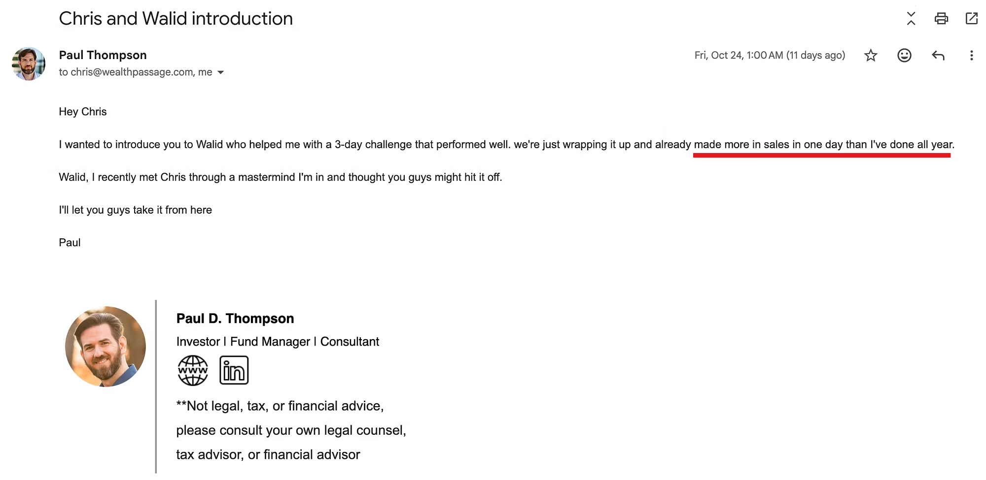Client Referral Email